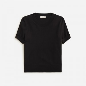 J.Crew Shrunken TENCEL™ lyocell-blend T-shirt Black Sale | 27JMOTNXF