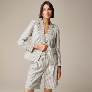 J.Crew Shrunken-fit blazer in seersucker Navy Cream Stripe Outlet | 97FQRACSM