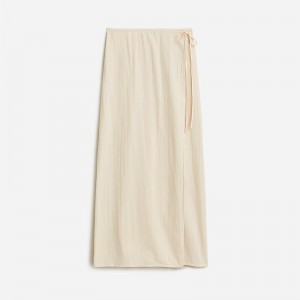 J.Crew Side-tie beach skirt in airy gauze Warm Sesame Clearance | 39XODMFNT