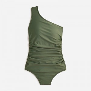 J.Crew Sleek ruched one-shoulder one-piece Green Online | 03RTBJVDW