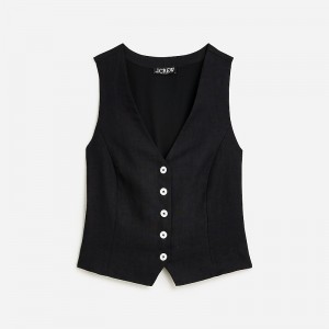 J.Crew Slim-fit linen vest Black Factory Promo | 61VIEQTKS