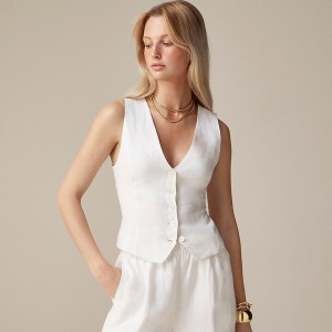 J.Crew Slim-fit linen vest White Clearance | 32NUJVOCM