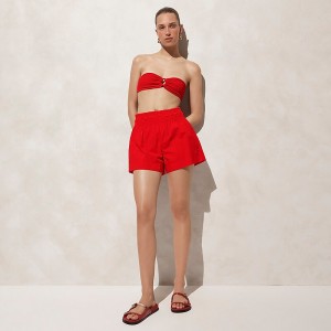 J.Crew Smocked beach short Venetian Red Sale | 28HPFOVXJ