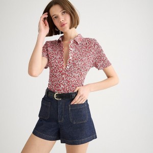 J.Crew Smocked button-up shirt in Liberty® Eliza's Red fabric Elizas Red USA | 12ZBVXMLE