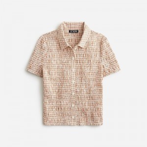 J.Crew Smocked button-up shirt in Liberty® Eliza's Red fabric Ivory Brown Factory Outlet | 52GWHUBMZ