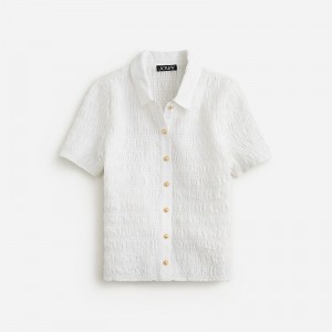 J.Crew Smocked button-up shirt in Liberty® Eliza's Red fabric White Factory Outlet | 58IZQKJLG