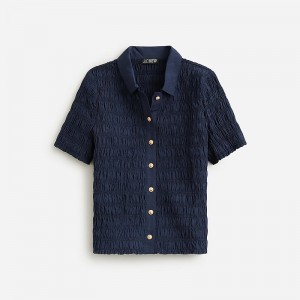 J.Crew Smocked button-up shirt in Liberty® Eliza's Red fabric Navy Online | 81BNDWESX