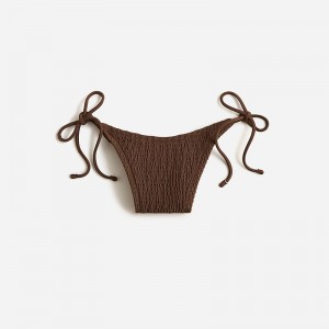 J.Crew Smocked string bikini bottom Dark Fudge Factory Promo | 62GZBHAWD