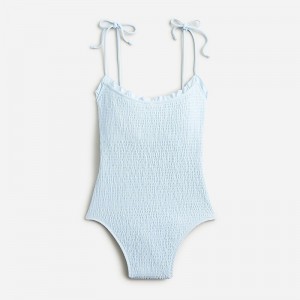 J.Crew Smocked tie-shoulder one-piece swimsuit Fresh Air Clearance | 48ISTUAZK