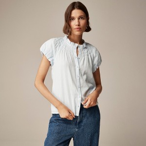 J.Crew Smocked-neck top in textured gauze Fresh Air Clearance | 43GQXLDWJ