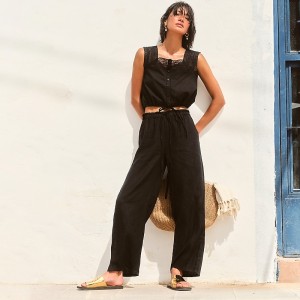 J.Crew Soleil pant in linen Black Factory Promo | 62EMKTUNJ