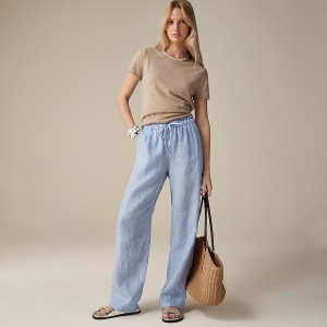 J.Crew Soleil pant in linen Blue Factory Promo | 69LWPMZBS