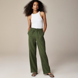 J.Crew Soleil pant in linen Green Online | 03QNPZSGD