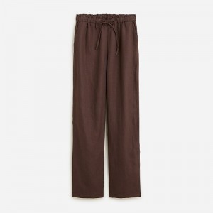 J.Crew Soleil pant in striped linen Deep Chocolate Sale | 21DWEKZQL