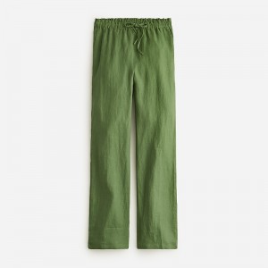 J.Crew Soleil pant in striped linen Utility Green USA | 17TEWAZNR