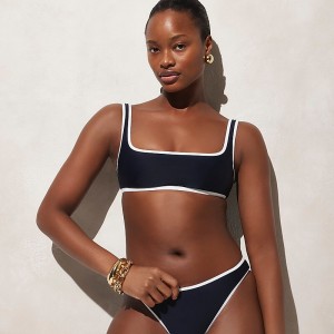 J.Crew Squareneck bikini top with contrast trim Navy Online | 87XYLHZBE