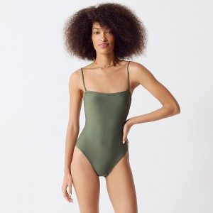 J.Crew Squareneck one-piece swimsuit Green USA | 15VKXOQFP