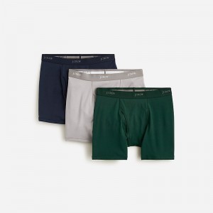 J.Crew Stretch 4'' boxer briefs three-pack Navy Dove Green Set Outlet | 95DXFPJLB