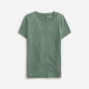 J.Crew Stretch linen-blend crewneck T-shirt Topiary Clearance | 31OSRBHTD