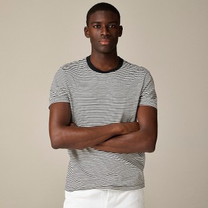 J.Crew Sueded cotton T-shirt Ivory Black Whale Strip USA | 13YJTQOMG