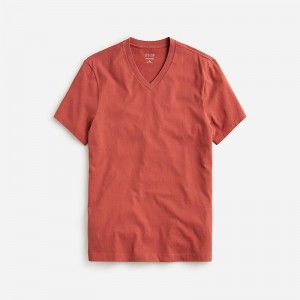 J.Crew Sueded cotton V-neck T-shirt Dark Guava Factory Promo | 67VKWMAJU