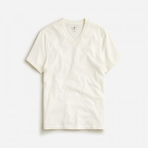 J.Crew Sueded cotton V-neck T-shirt Ivory Factory Promo | 67RYEQSBM