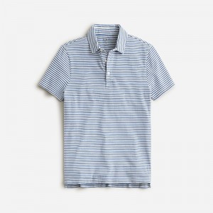 J.Crew Sueded cotton polo shirt Ivory Blue Factory Outlet | 56WSHABXK