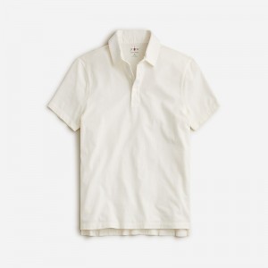 J.Crew Sueded cotton polo shirt Ivory USA | 16QBEUORW