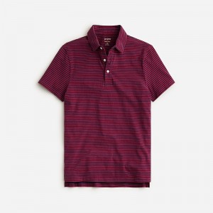 J.Crew Sueded cotton polo shirt Red Navy Whale Stripe Factory Promo | 64RYQCXWV