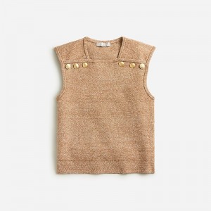 J.Crew Sweater shell with buttons in merino-linen blend Camel White Outlet Online | 72RUGHNLK