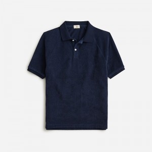 J.Crew Terry cloth polo shirt Darkest Indigo Online | 02UXKJZNO