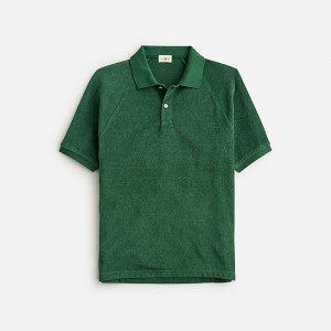 J.Crew Terry cloth polo shirt Prospect Green Outlet Online | 78TGSDABI