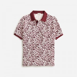 J.Crew Terry cloth polo shirt Summer Garden Red Ivory Online | 02OEFDUYW