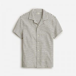 J.Crew Textured camp-collar sweater-tee in stripe Natural Navy Cramer Str Online | 09GOHSCFE