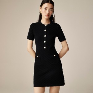 J.Crew Textured lady sweater-dress Black Factory Promo | 63GYJABIX