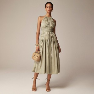 J.Crew Tie-waist halter dress Pale Surplus USA | 14ZLRKEBG