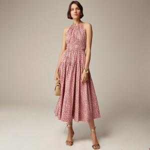 J.Crew Tie-waist halter dress in Liberty® Ellie fabric Ellie Ruth Pink Factory Outlet | 59DBZQEUS