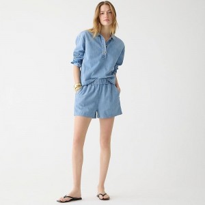 J.Crew Tropez chambray short Ocean Blue Online | 85APNEDUY