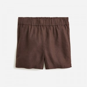 J.Crew Tropez short in striped linen Deep Chocolate Factory Promo | 65TSVMAUY