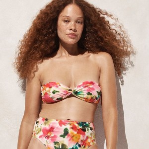 J.Crew Twist-front bikini top in floral Pink Multi Floral Outlet | 90IGTUMRX