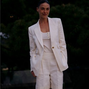 J.Crew Vivienne blazer in stretch linen blend Ivory Sale | 23QJLTDEY