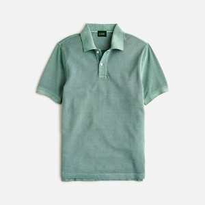 J.Crew Washed piqué polo shirt Graffiti Green Factory Outlet | 58IZOMKND