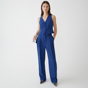 J.Crew Wide-leg essential pant in city crepe Navy Online | 09NDOEBGP