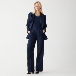 J.Crew Wide-leg essential pant in linen Navy Online | 09EAVYGOX