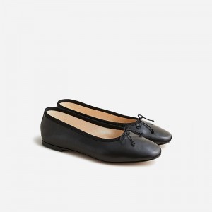 J.Crew Zoe ballet flats in leather Black Outlet Online | 74TIHNUYO