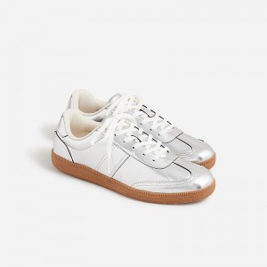 J.Crew field sneakers Metallic Silver Outlet Online | 72CEVUHAY