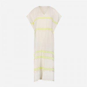 J.Crew lemlem Dalila V-neck caftan Light Yellow Outlet | 97YLIZDCB