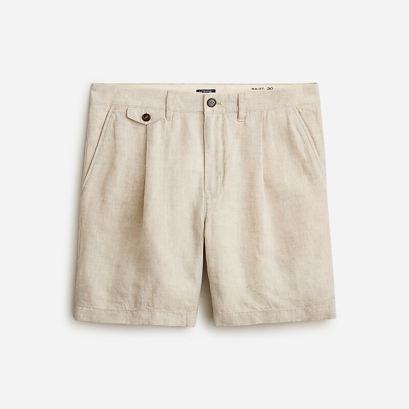 J.Crew 7.5\'\' pleated linen short Ivory Sand Outlet Online | 74RXZQUHA