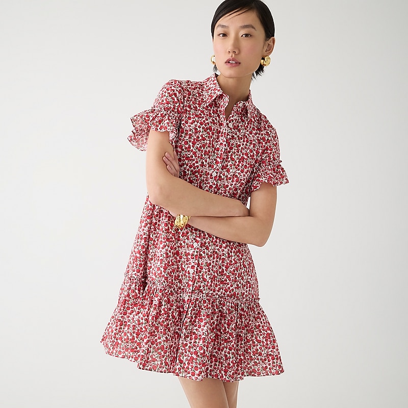 J.Crew Amelia shirtdress in Liberty® Eliza\'s Red fabric Elizas Red Factory Outlet | 59JZKFPGQ