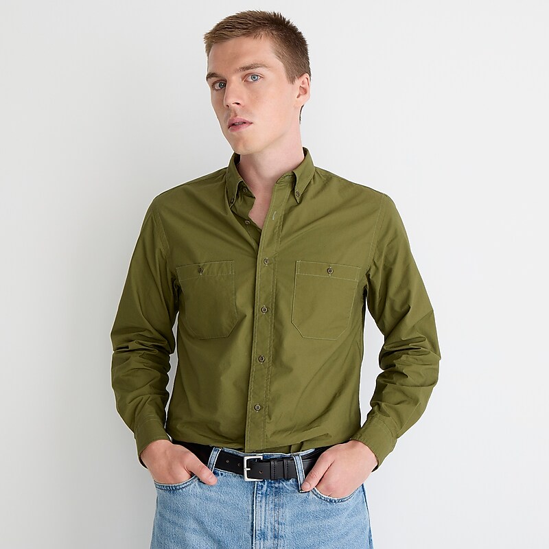 J.Crew BEAMS PLUS X J.Crew two-pocket B.D. shirt Olive Khaki USA | 17CEFSPIX